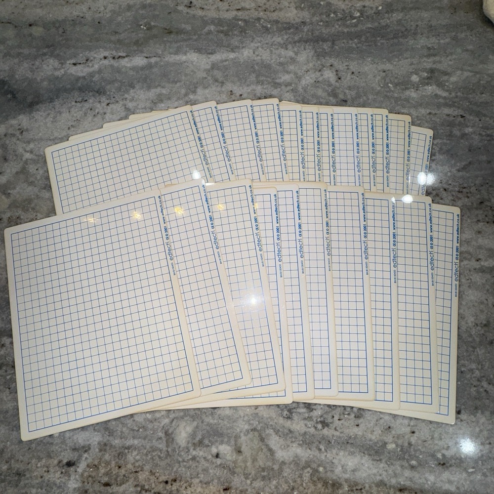 VTG Edtech Set Of 22 Graphing Grid Laminated Boards Teaching School Dry Erase